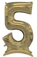 50" Stand-Up White Gold Number 5 Balloon