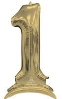 50" Stand-Up White Gold Number 1 Balloon
