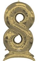 50" Stand-Up White Gold Number 8 Balloon