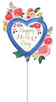 Mini Shape Happy Mothers Day Painted Floral Heart Balloon