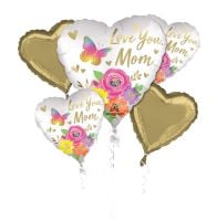 Balloon Bouquet Love You Mom Satin Floral