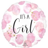 Standard Baby Girl Pink Watercolor Balloon
