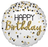 Standard Black Silver Gold Birthday Balloon