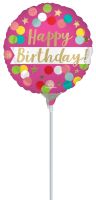 04" Satin Happy Birthday Pink Confetti Balloon