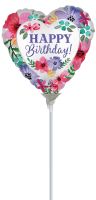 09" Satin Happy Birthday Florals Balloon