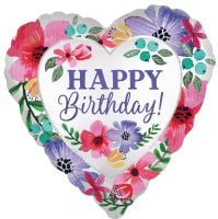 Standard Satin Happy Birthday Florals Balloon