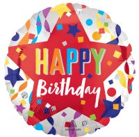 Standard Satin Happy Birthday Star Balloon