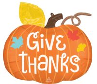 SuperShape Satin Give Thanks Pumpkin Balloon