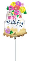 Mini Shape Satin Artful Floral Birthday Balloon