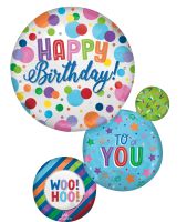Supershape Happy Birthday Orbs Balloon