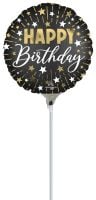 09" Black Gold Silver Happy Birthday Balloon