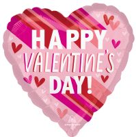 Standard Happy Valentines Day Stripes on Stripes Balloon