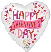 Standard Happy Valentines Day Satin Botanical Traces Balloon