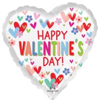 Standard Happy Valentines Day Hearts and Daisies Balloon