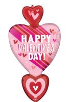 SuperShape Happy Valentines Day Hearts and Stripes Balloon
