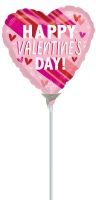 04" Happy Valentines Day Stripes on Stripes Balloon