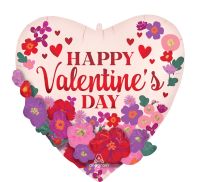 Multi-Balloon Happy Valentines Day Satin Bright Chintz Floral Garland Balloon