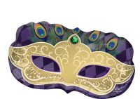 Supershape Mardi Gras Mask Gold Balloon