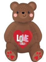 CI: Figurine Sitting Satin Love Bear Balloon