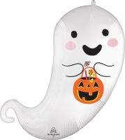 SuperShape Satin Trick or Treat Ghost Balloon