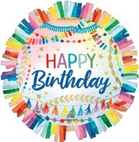 SuperShape Happy Birthday Streamers Fringe Balloon