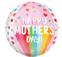 Orbz Happy Mothers Day Bright Stripes and Hearts Balloon