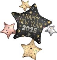 SuperShape Satin 2026 New Year Celebration Stars Balloon