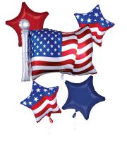 Bouquet Patriotic US Flag Balloons