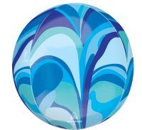 Orbz 16" Vibrant Marble Blue Balloon