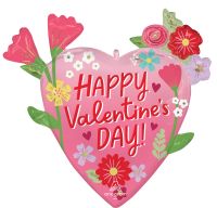 SuperShape Happy Valentines Day Sending Flowers Balloon
