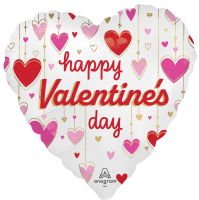 Standard Happy Valentines Day Satin Dangling Hearts Balloon