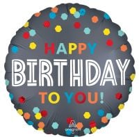 18" Satin Confetti Burst Birthday Balloon