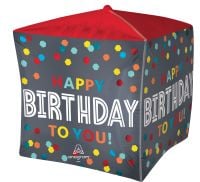 Ultrashape Cubez Satin Confetti Burst Birthday Balloon