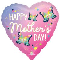 18" Happy Mothers Day Vibrant Flutters Balloon