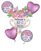 Balloon Bouquet Bouquet Satin World's Best Mom Trophy