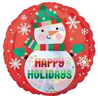 Standard Holographic Shimmering Iridescent Snowman Balloon