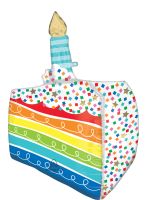 UltraShape Rainbow Birthday Wishes Cake Slice Balloon