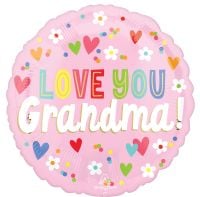Standard Love You Grandma Hearts & Flowers Balloon