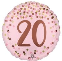 Standard Pretty Pink 20th Birthday Balloon