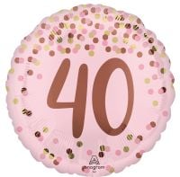 Standard Pretty Pink 40th Birthday Balloon
