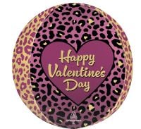 Orbz Satin Happy Valentines Day Leopard Luxe Balloon