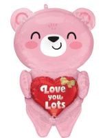 Multi-Balloon Blush Bear Hugs Balloon