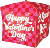 Ultrashape Cubez Checkerboard Happy Valentines Day Balloon