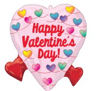Standard Happy Valentines Day Infinite Knots with Red Hearts Balloon