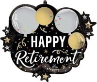 SuperShape Black Silver Gold Retirement Balloon