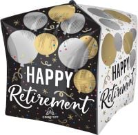 UltraShape Cubez Black Silver Gold Retirement Balloon