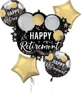 Bouquet Black Silver Gold Retirement Balloon