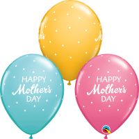 11" Mothers Day Petite Polka Dots Assortment Caribbean Blue, Goldenrod and Rose (50pcs) Balloons