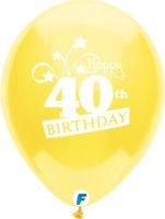 Funsational 12" 40th Birthday Shooting Stars Assortment (8pcs) Balloons