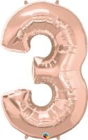34" Rose Gold Number 3 Balloon